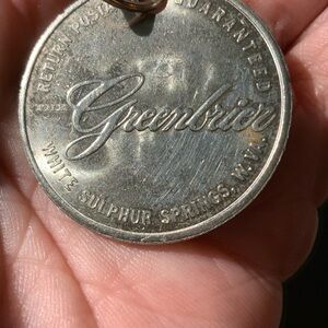 Greenbrier Resort Room Key Medallion and 2 matchbooks- only 1 has been struck